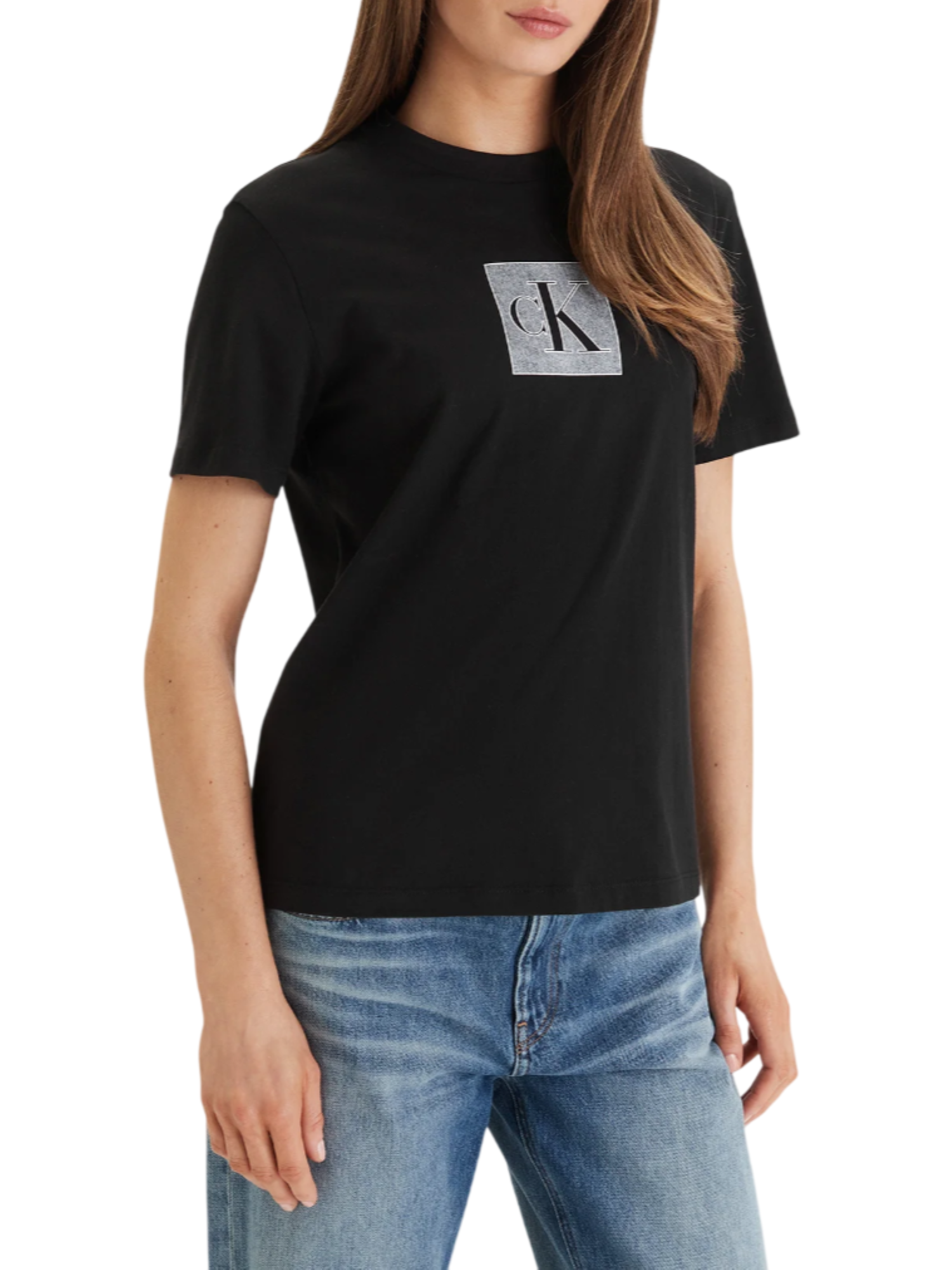 Calvin Klein JeansT-shirt manica corta donna stampa logo nero LV047F819G UB1 Calvin Klein Jeans