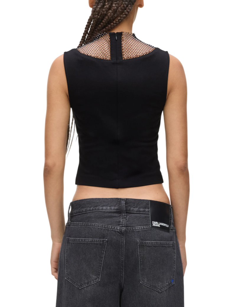 Karl Lagerfeld Jeans top Chainmail con strass nero A4W17032 999 KARL LAGERFELD
