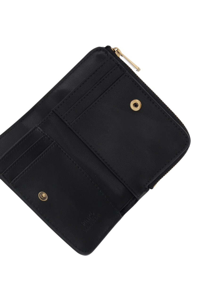 Pinko portafogli mini Wallet in pelle nero oro 106206-A0F1 Z99Q PINKO