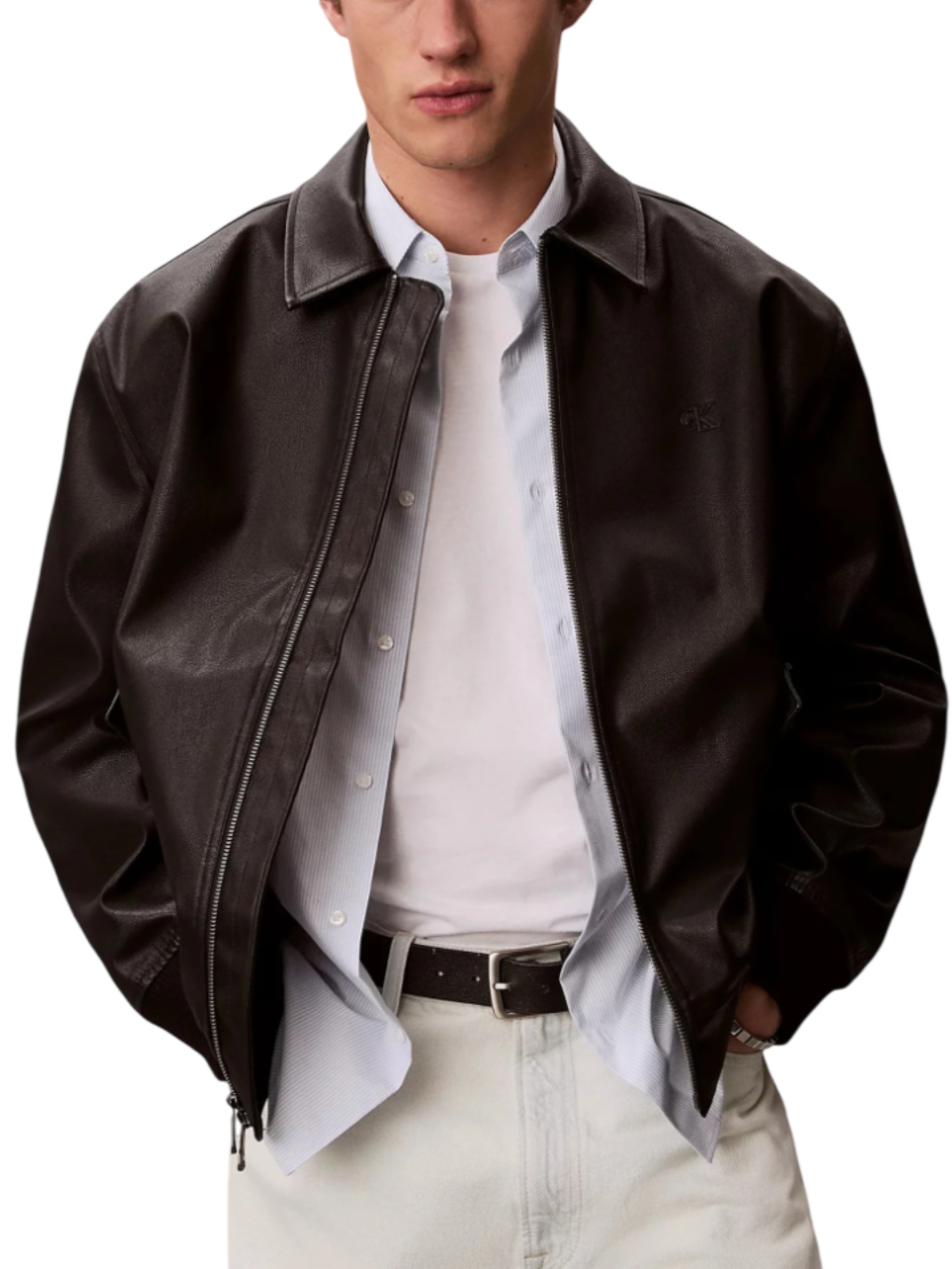 Calvin Klein Jeans giubbino uomo in ecopelle nero LV04RF403G UB1 Calvin Klein Jeans