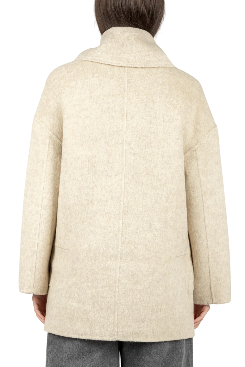 Vicolo cappotto doppiopetto misto lana con frange ecrù TF0025 ECRU VICOLO