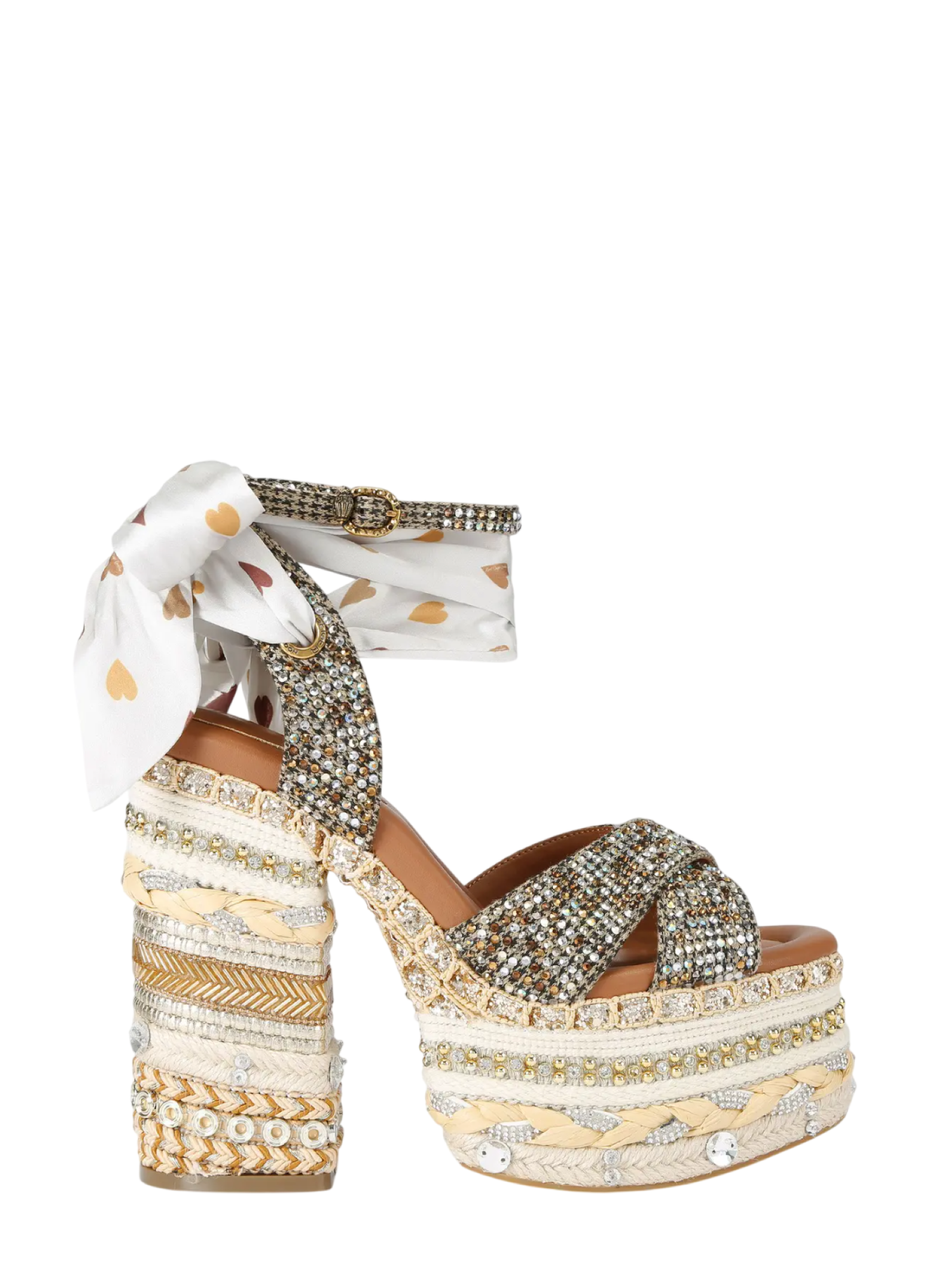 Kurt Geiger sandali alti Chelsea Scarf Platform con applicazioni gioiello beige 4352443609 BEIGE KURT GEIGER