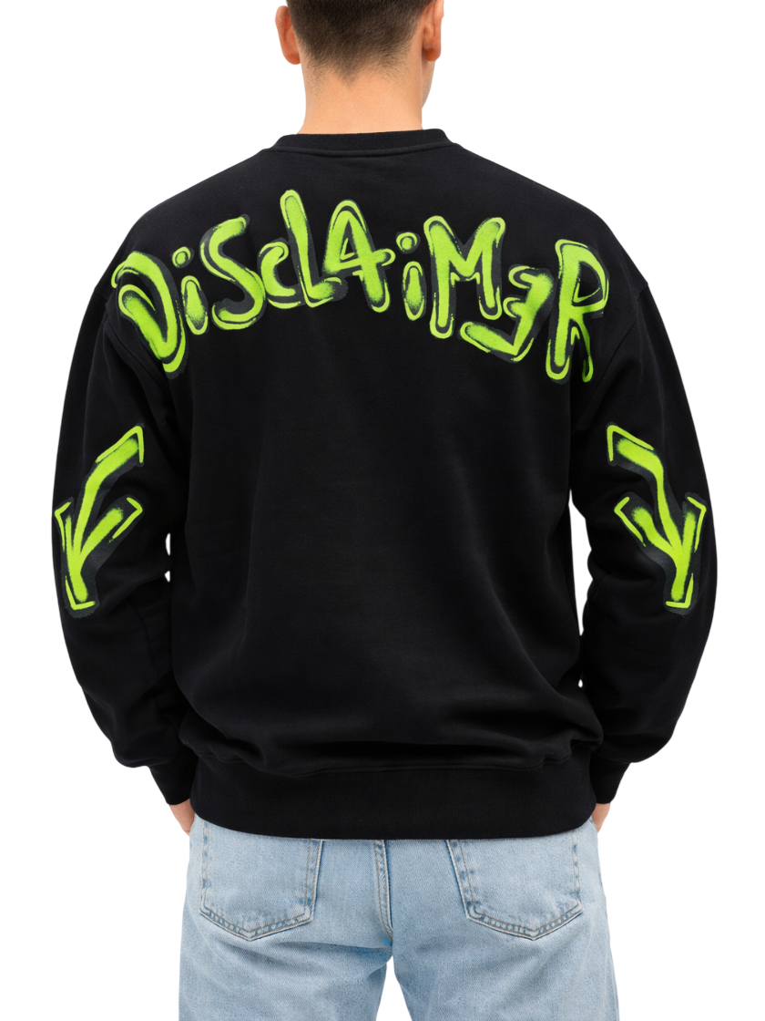 Disclaimer felpa uomo con maxi logo posteriore nero giallo fluo 55402 NERO-ST.G.FLUO DISCLAIMER