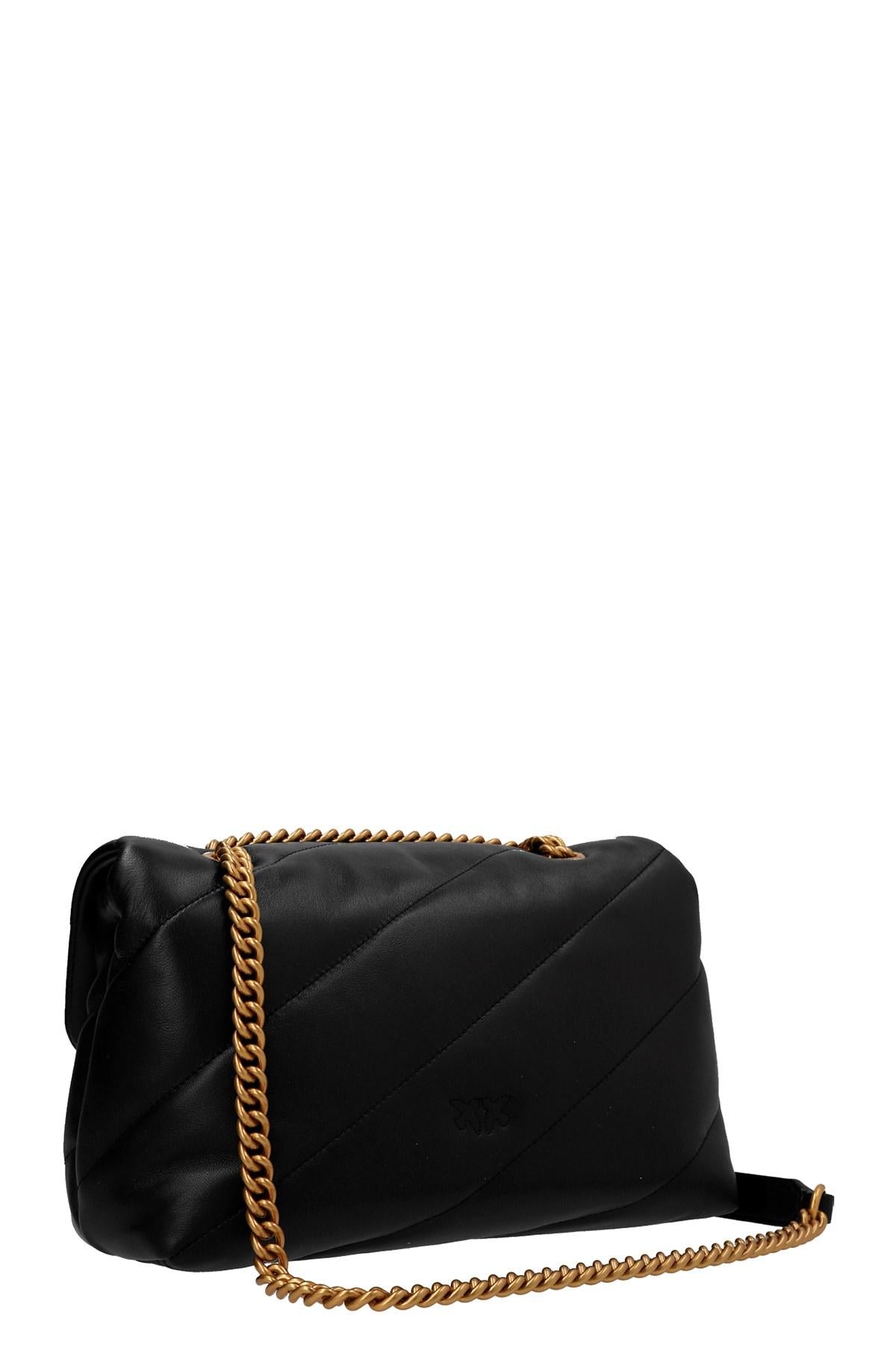 Pinko borsa Love Bag Puff Classic in pelle trapuntata nero oro 100038-A0F2 Z99Q PINKO