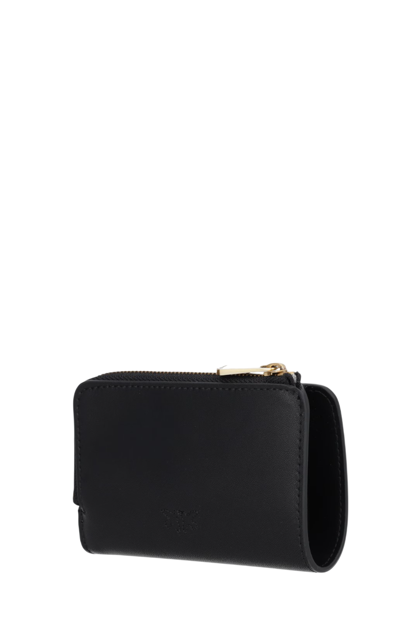 Pinko portafogli mini Wallet in pelle nero oro 106206-A0F1 Z99Q PINKO