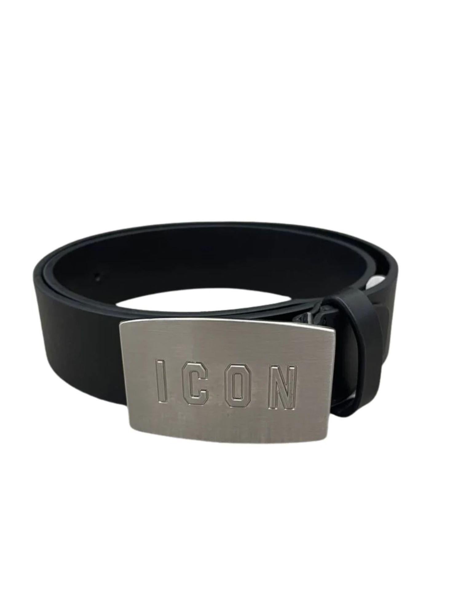 Icon cintura bambino in ecopelle placca logo nero IJXAC001022 9000 ICON