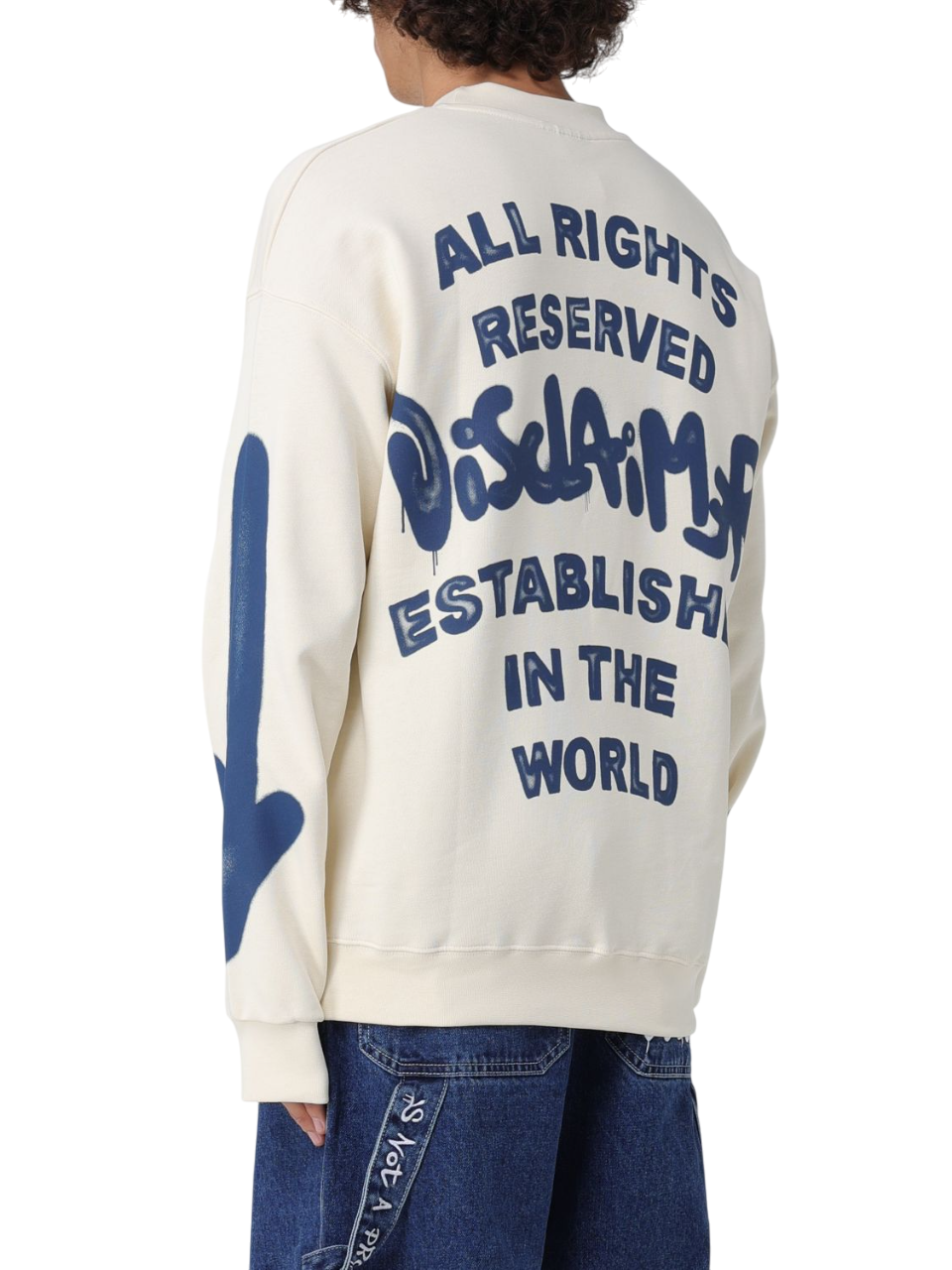 Disclaimer felpa uomo con stampe color latte 55129 LATTE DISCLAIMER