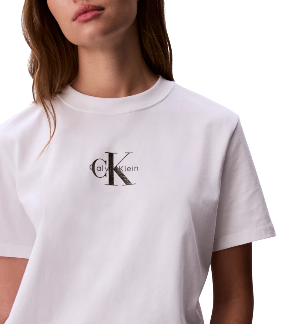 Calvin Klein Jeans T-shirt donna in jersey con logo bianco LV047C856G YAF Calvin Klein Jeans