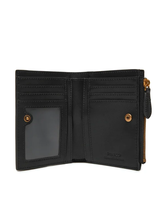 Pinko portafogli Compact in pelle con tasca esterna nero 103612-A0F1 Z99Q PINKO