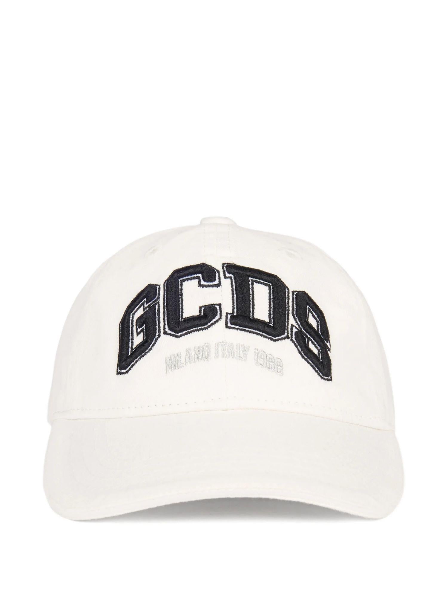 GCDS cappello con visiera unisex bambino con logo bianco Z0UJQN609T800 OPTIC WHITE-BLACK GCDS