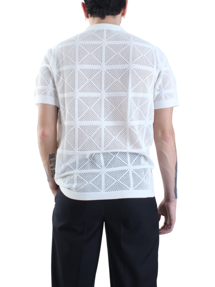 Opificio 4.0 camicia traforata manica corta bianco latte 651163 BIANCO Opificio 4.0