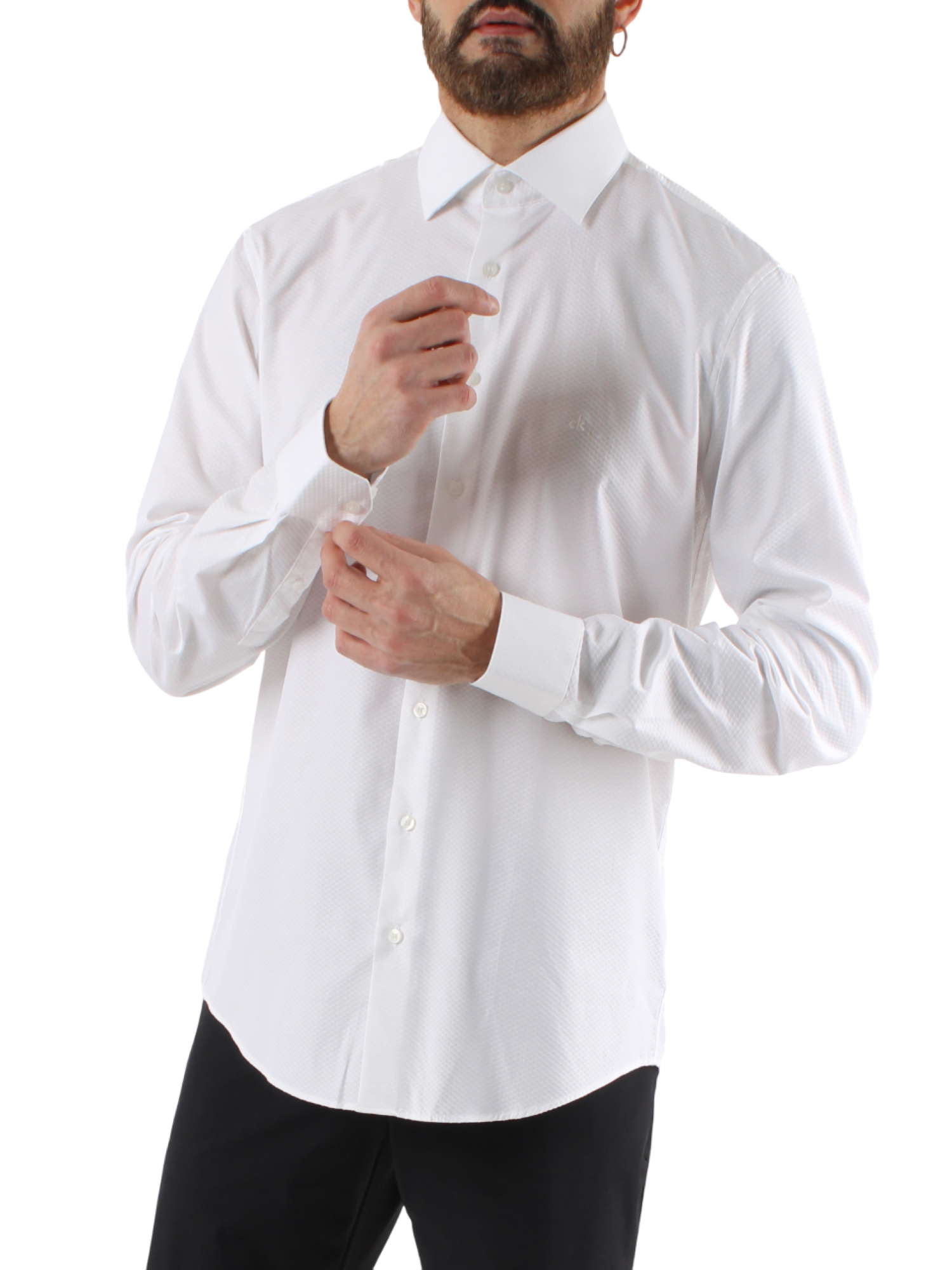 Calvin Klein camicia manica lunga in cotone bianco K10K114308 YAF Calvin Klein