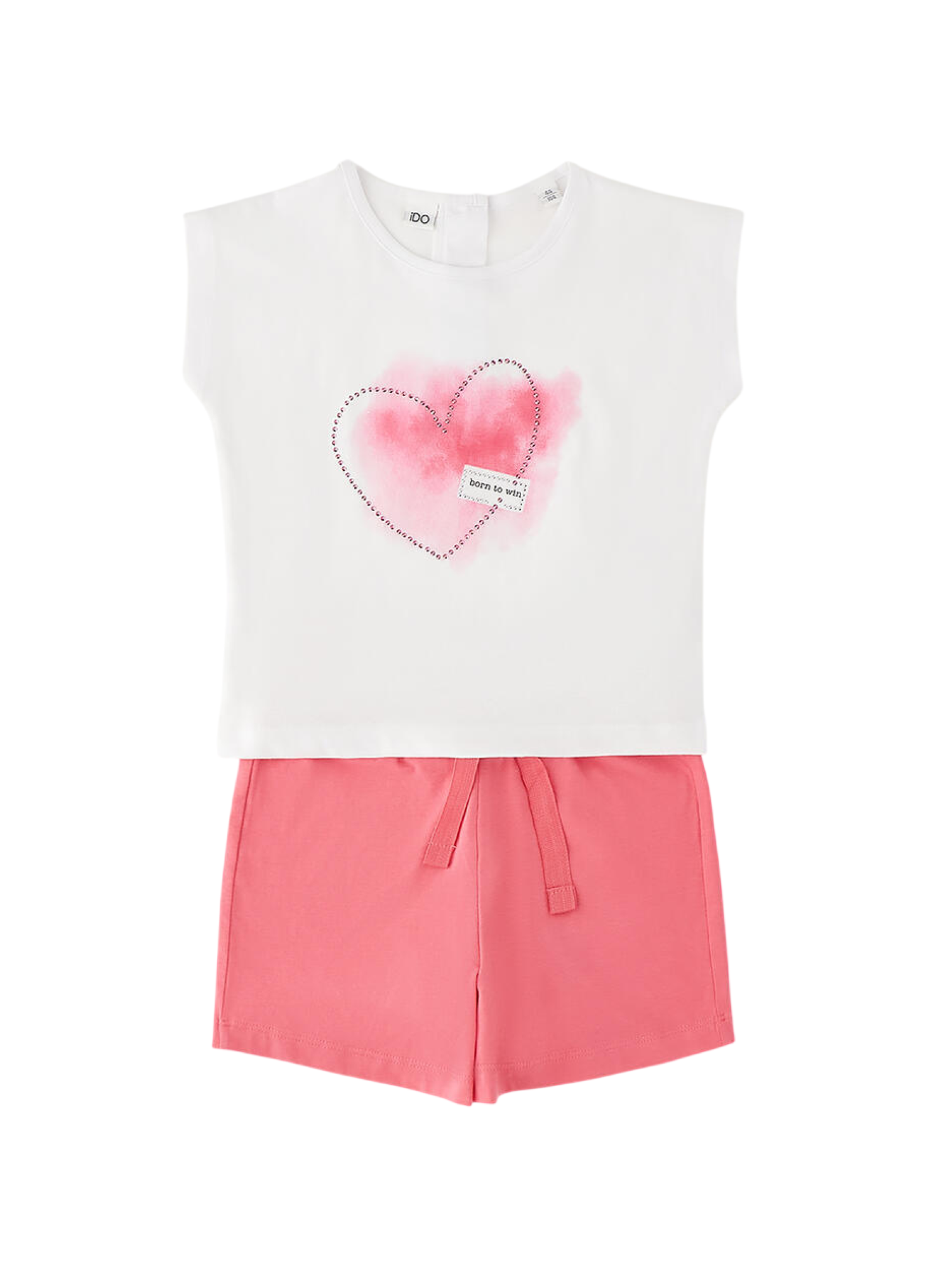 iDo completo estivo bambina T-shirt e shorts bianco rosa 4G544 0113 iDO