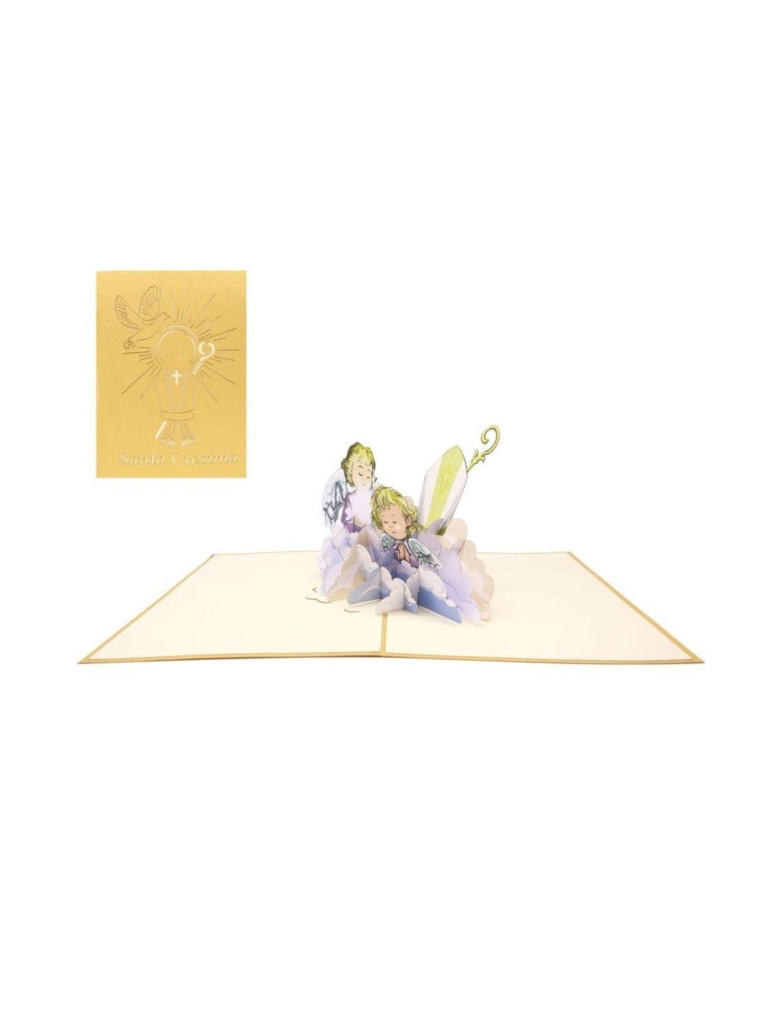 Origamo biglietto di auguri pop up con angeli Santa Cresima KN120 ANGELI SANTA CRESIMA ORIGAMO