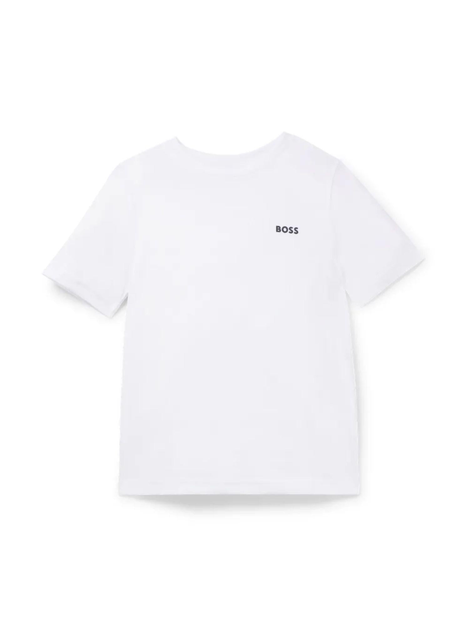 Boss T-shirt maniche corte in jersey con logo bianco J25P23 BIANCO BOSS