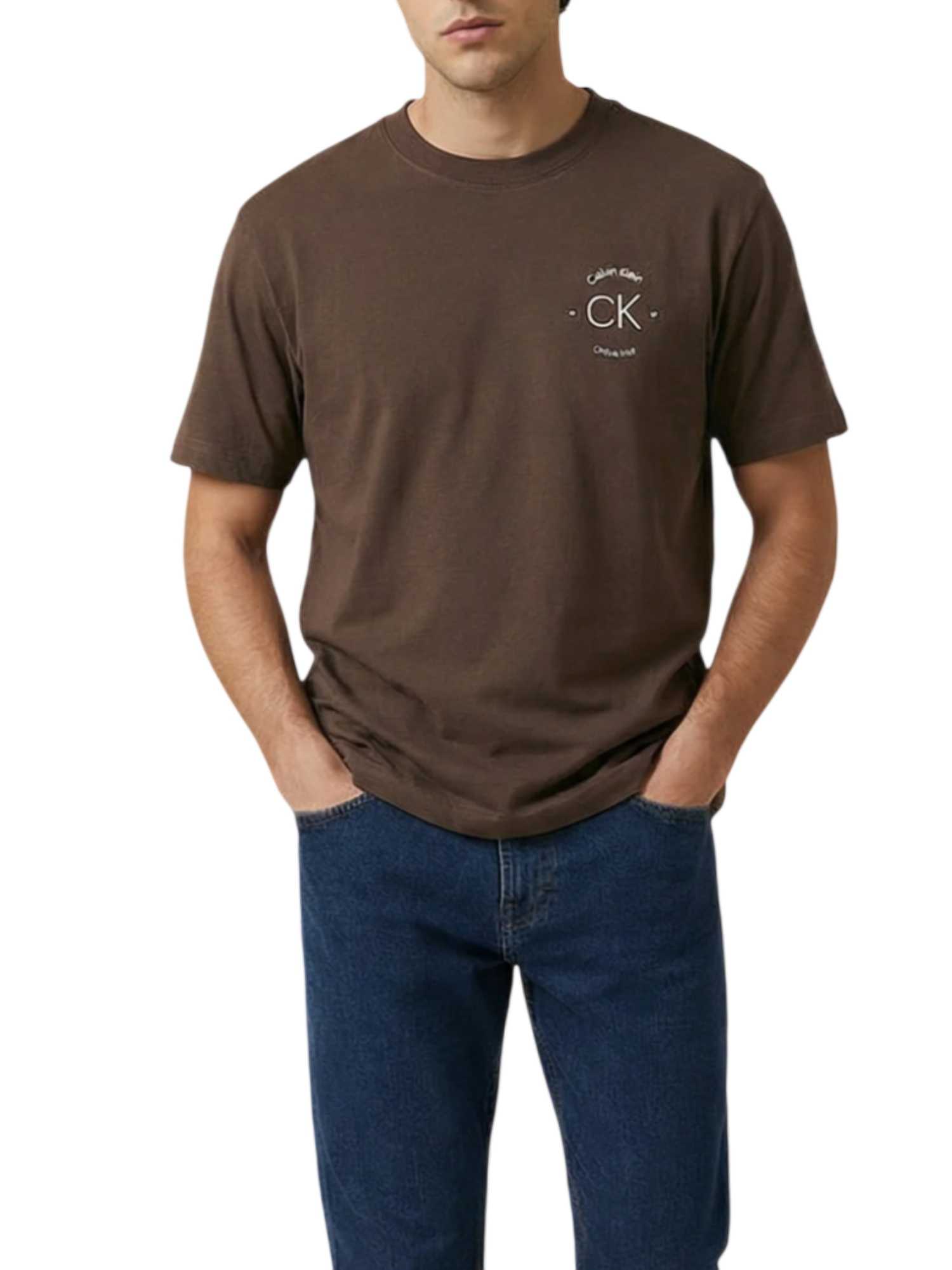 Calvin Klein Jeans T-shirt uomo manica corta con logo marrone LV04RE825G 9O9 Calvin Klein Jeans