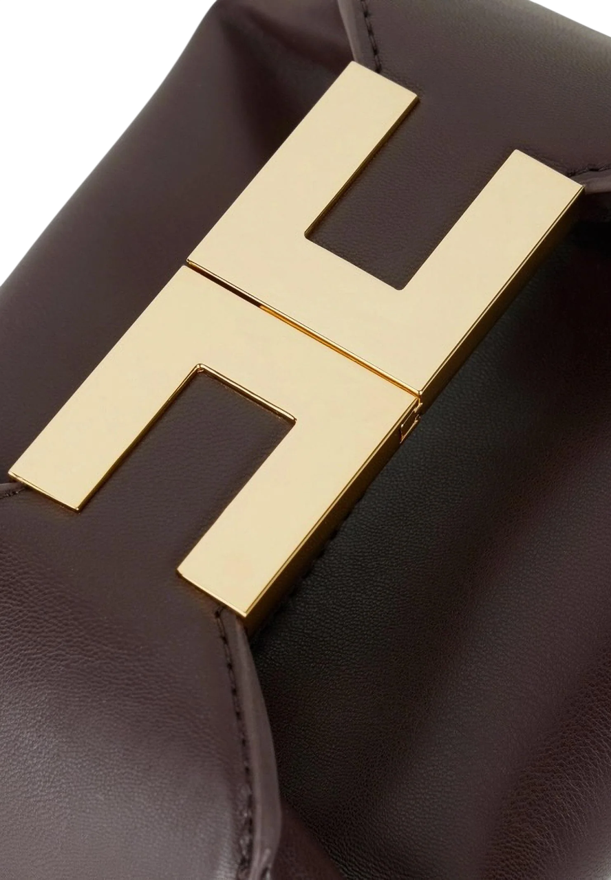 Elisabetta Franchi borsa a mano in ecopelle con placca logo marrone BS07A62 644 ELISABETTA FRANCHI