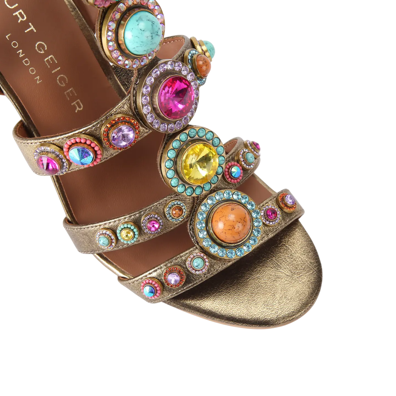 Kurt Geiger sandali alti in pelle Octavia Gladiatore con applicazioni gioiello bronzo 4369268109 BRONZE KURT GEIGER