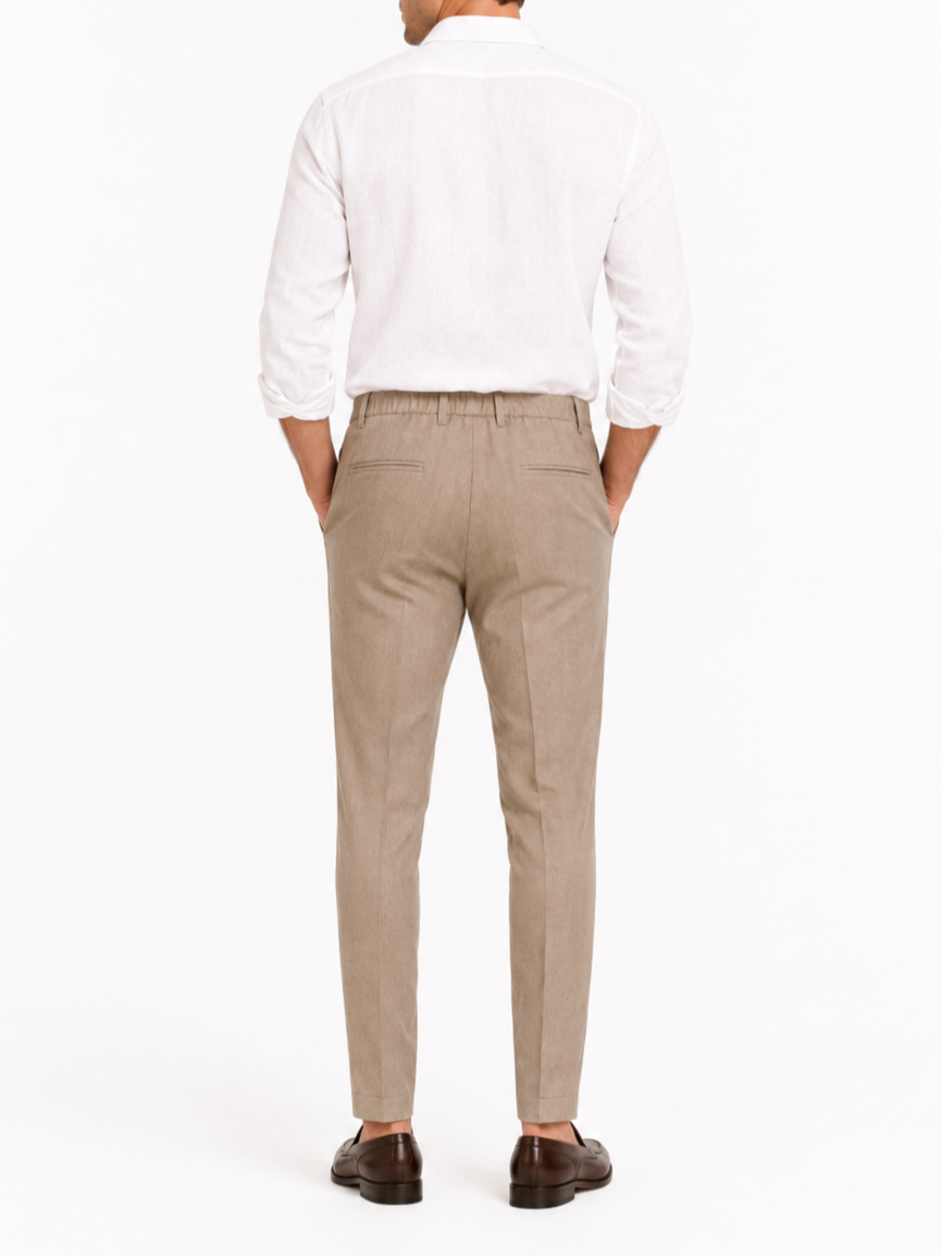 Le Braghe pantaloni uomo in lino slim beige J381-1631 FANGO Le Braghe
