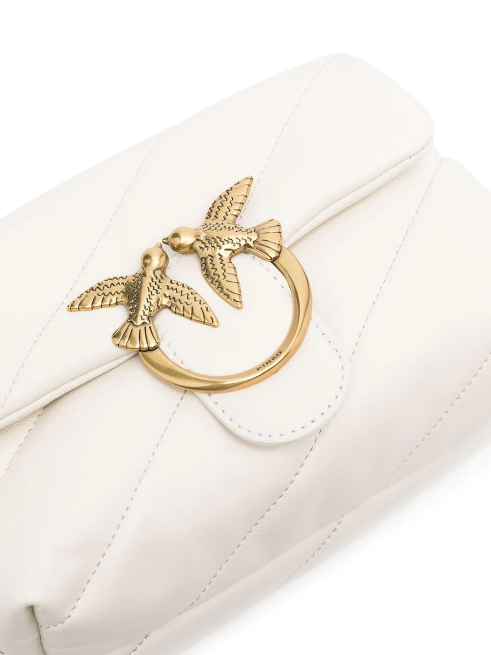 Pinko borsa a spalla Love Bag Mini Puff in pelle trapuntata bianco oro 100039-A0F2 Z14Q PINKO