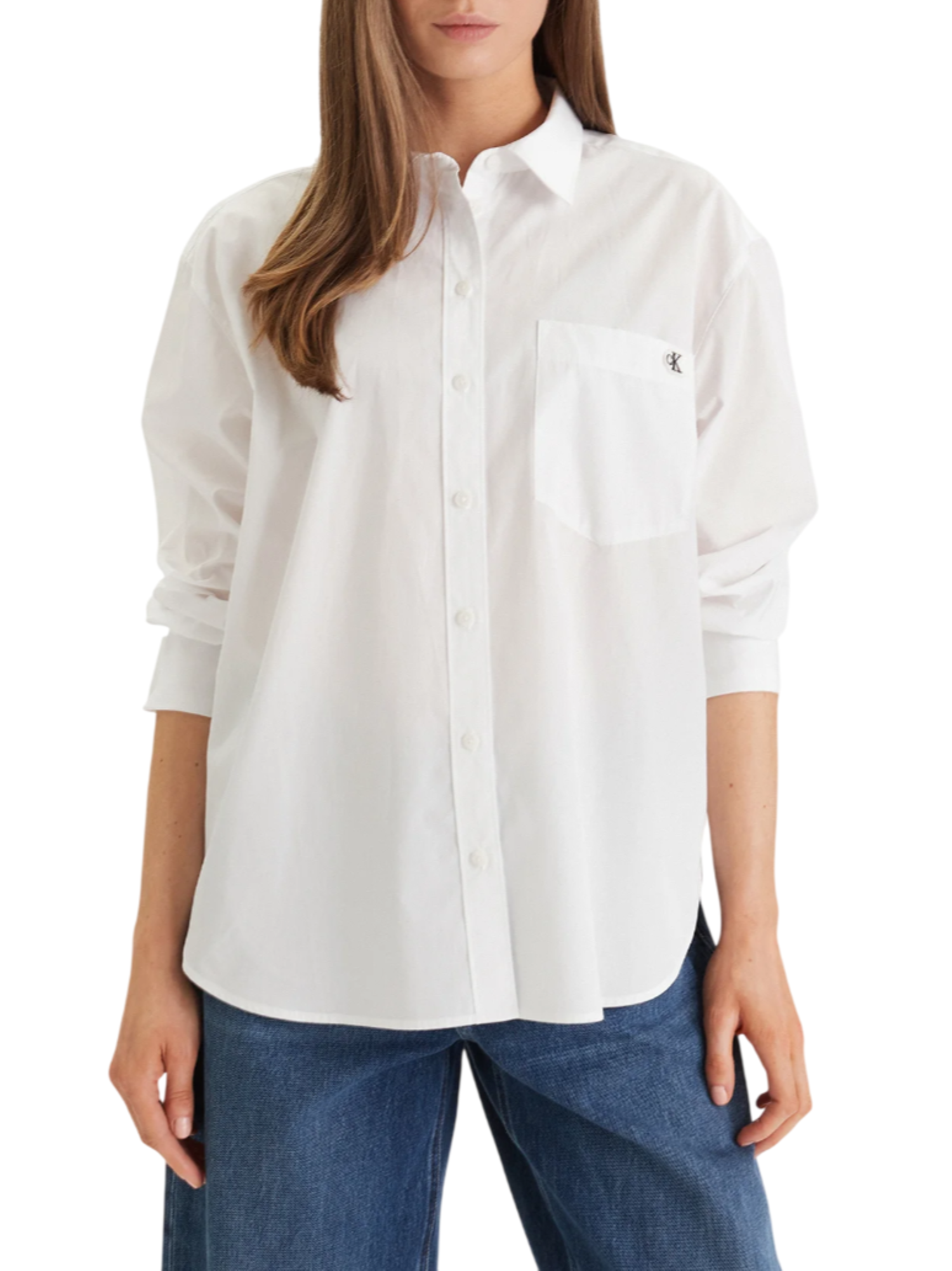 Calvin Klein Jeans camicia donna in cotone manica lunga bianco LV047F102G YAA Calvin Klein Jeans