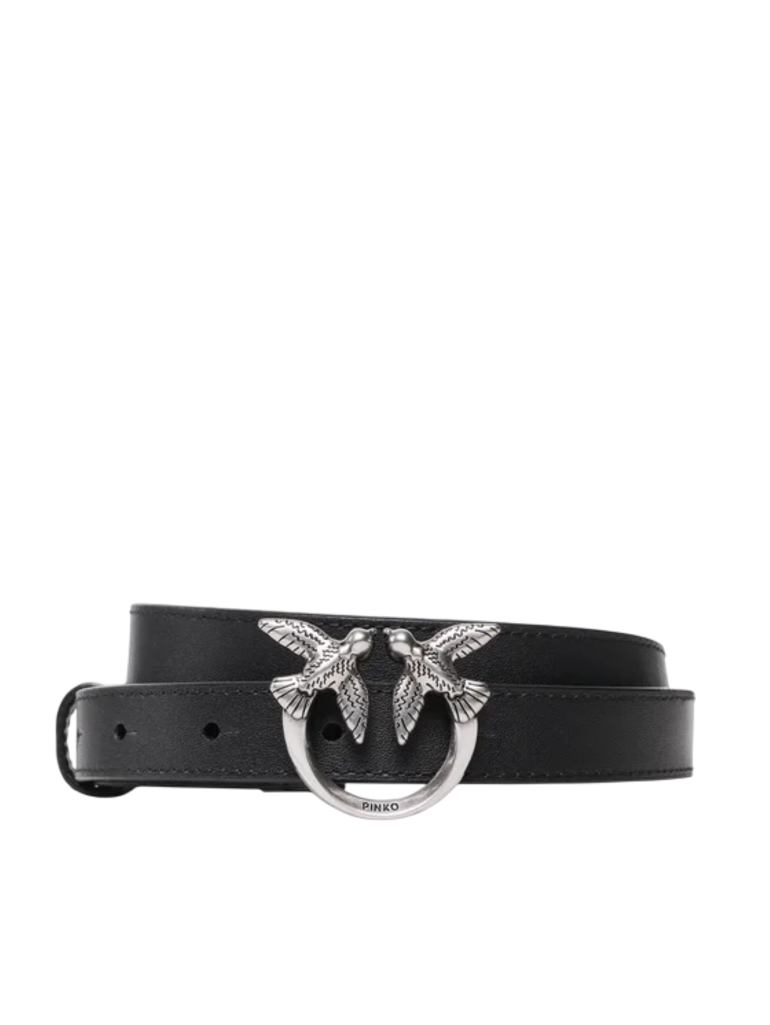 Pinko cintura Love Berry h2 in pelle nero argento 100143-A0F1 Z99O PINKO