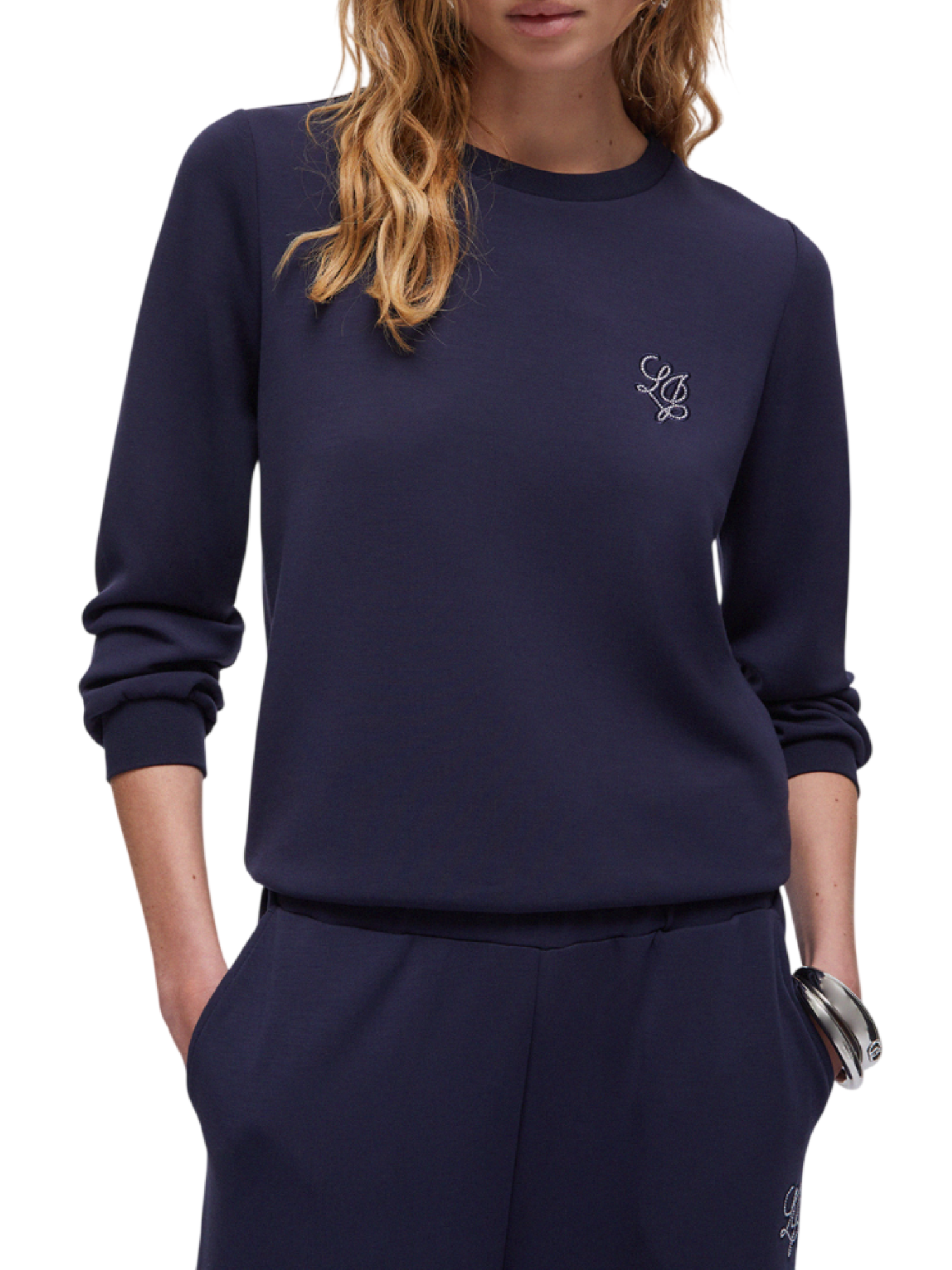 Liu Jo felpa misto modal con logo gioiello blu TA6078JS869 93924 LIU JO