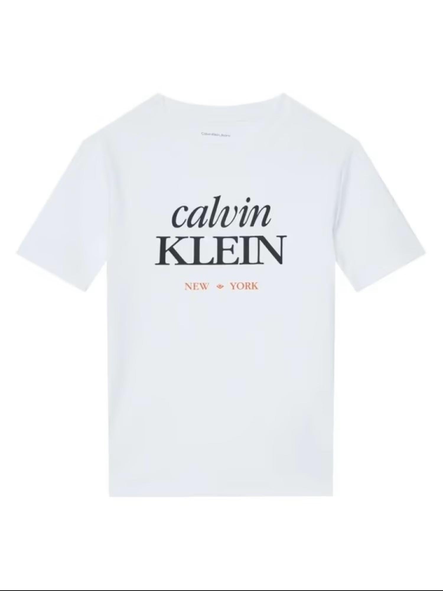 Calvin Klein Jeans T-shirt unisex bambino con logo bianco LVCKSJA07B YAF Calvin Klein Jeans