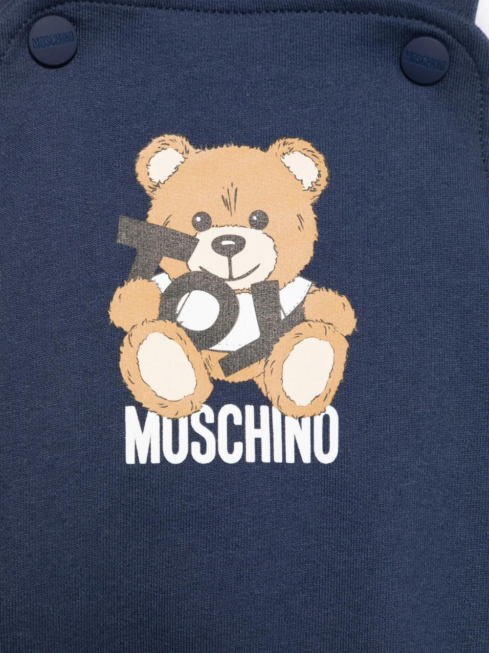 Moschino salopette neonato con T-shirt stampa orsetto blu bianco MUG01G-LCA19 83240 MOSCHINO