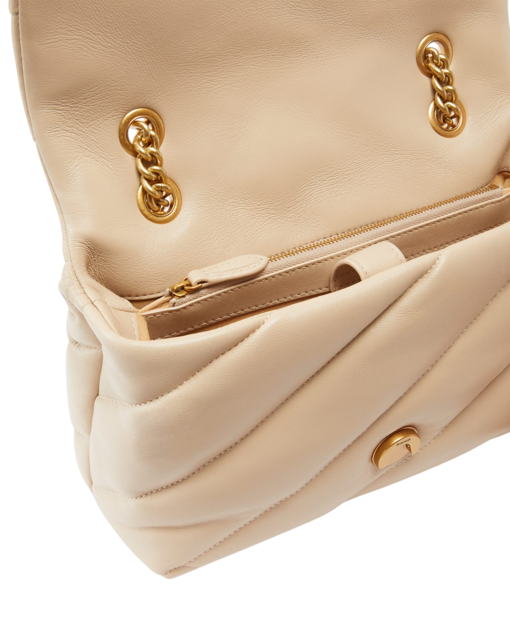 Pinko borsa Love Bag Classic Puff in pelle beige oro 100038-A0F2 C50Q PINKO