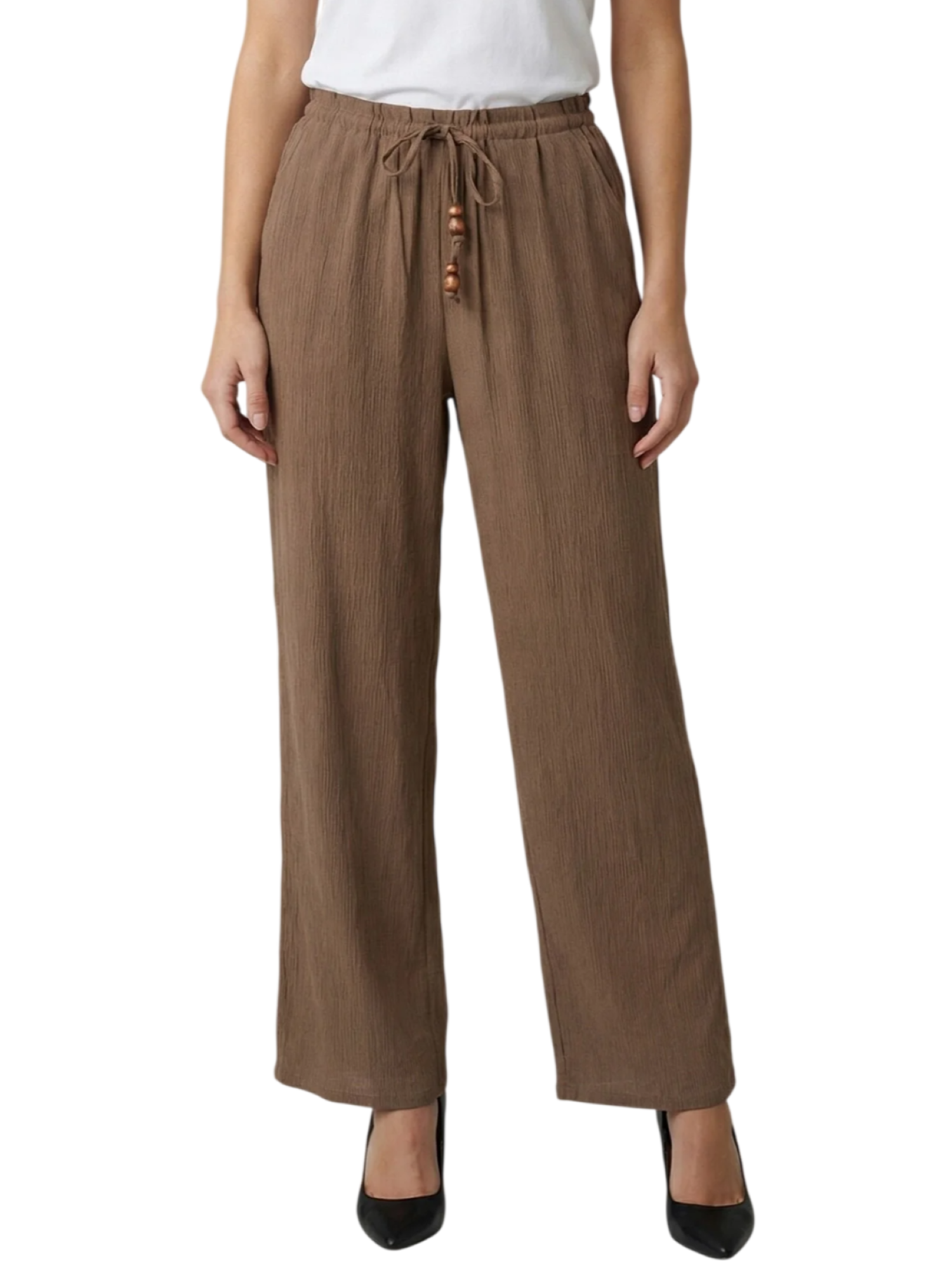 Only pantaloni donna gamba dritta misto viscosa marrone 15370054 WALNUT ONLY