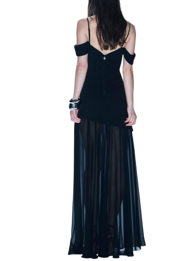 Aniye By abito lungo Teodora con trasparenze nero 185124 01299 ANIYE BY