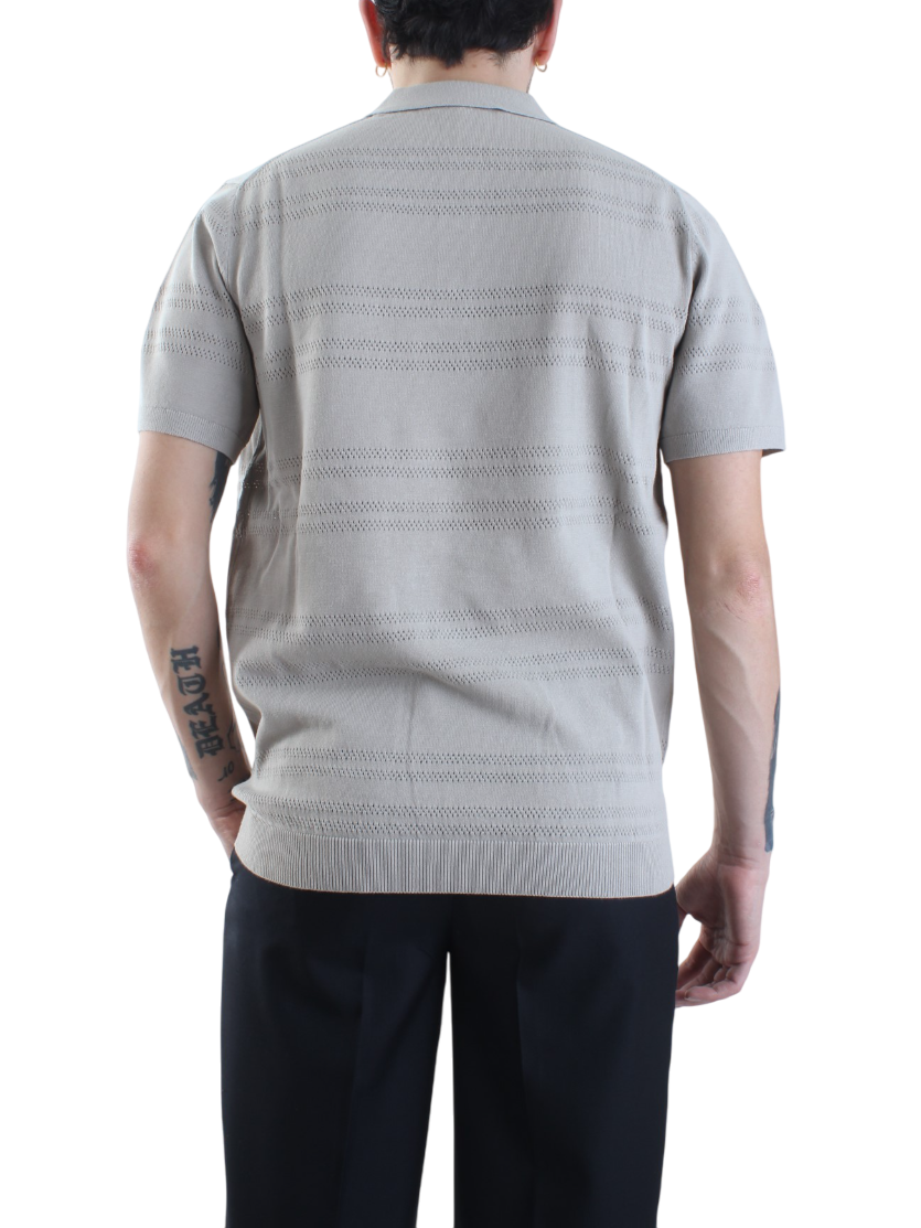 Opificio 4.0 polo manica corta in maglia traforata ecrù 651113 CORDA Opificio 4.0
