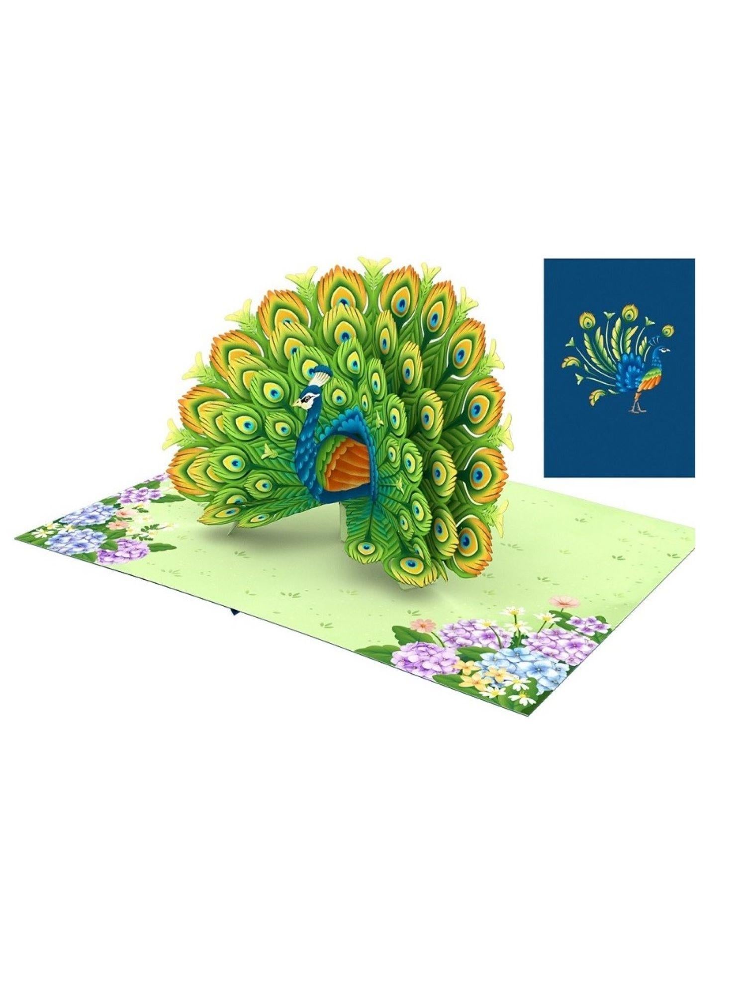 Origamo biglietto di auguri pop up con pavone KP062 PAVONE ORIGAMO