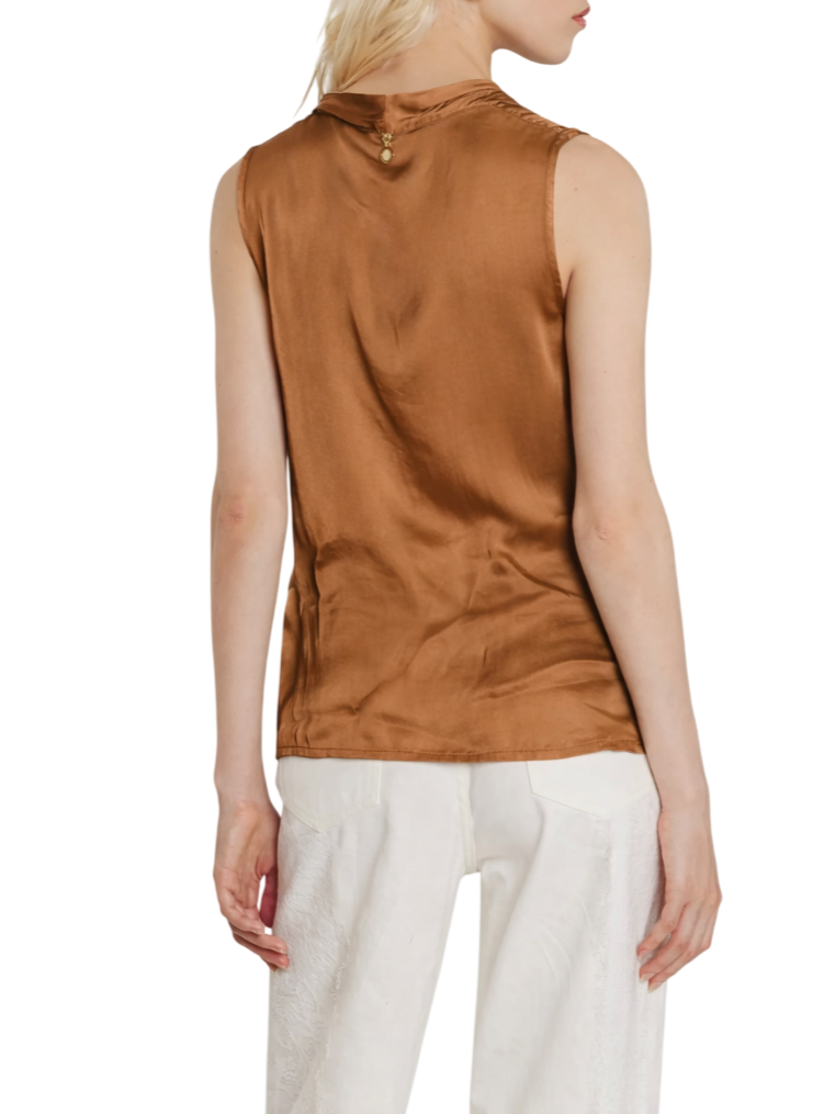 Relish blusa smanicata Wolfy in raso marrone caramello WOLFY 1993 RELISH