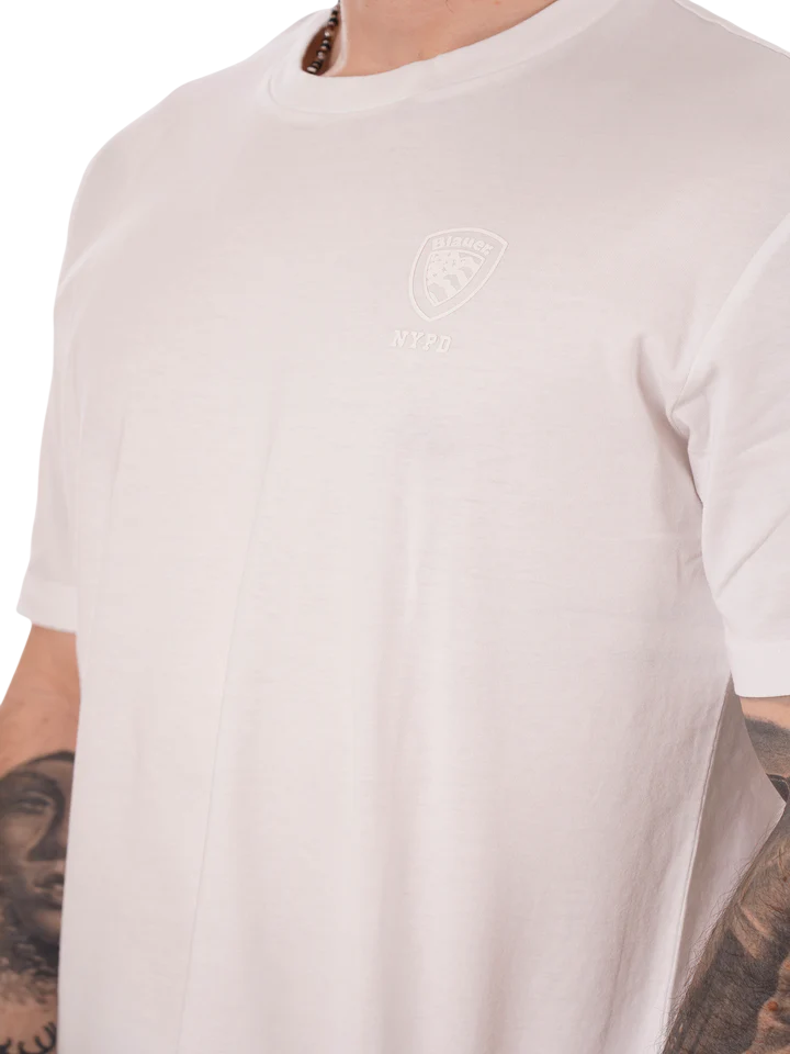 Blauer T-shirt uomo manica corta in cotone bianco 26SBLUH02302-007439 100 BLAUER