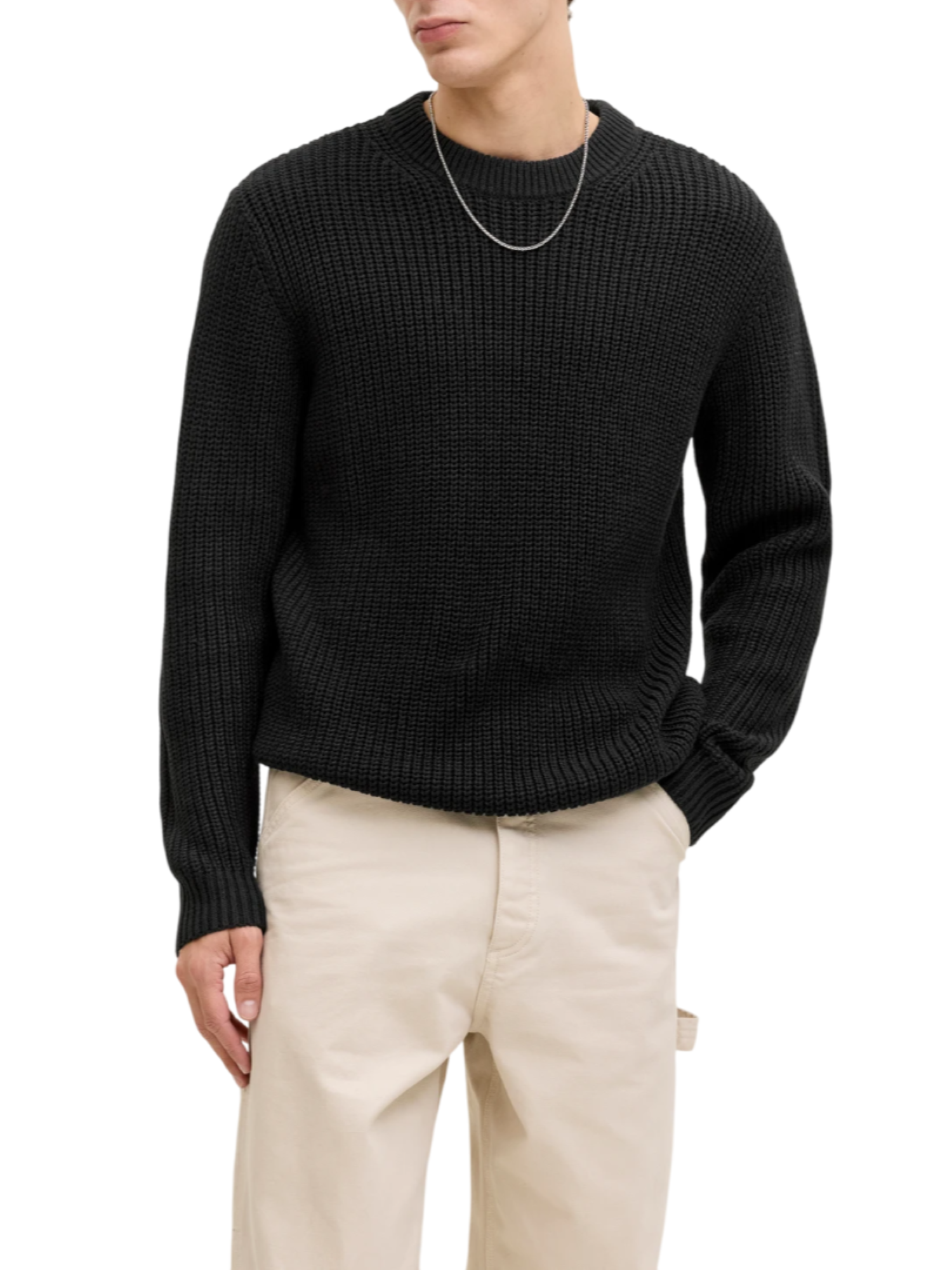 Jack&Jones maglia uomo a costine nero 12286911 BLACK JACK&JONES