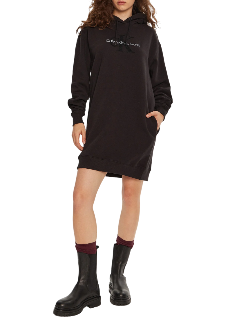 Calvin Klein Jeans abito in felpa con cappuccio nero J20J224685 BEH Calvin Klein Jeans