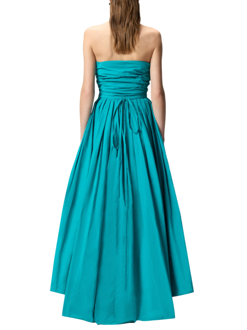 Pinko abito lungo in taffetà Dattero con cintina gioiello verde acqua 106254-A327 V76 PINKO