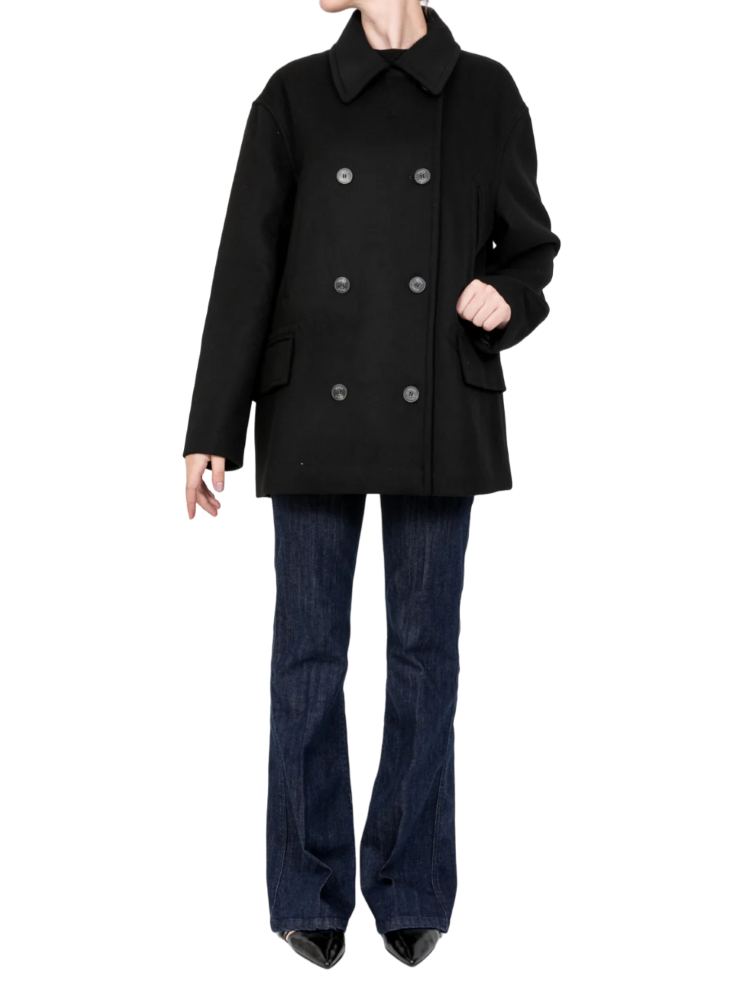 Vicolo cappotto corto doppiopetto in misto lana nero TS0065 NERO VICOLO