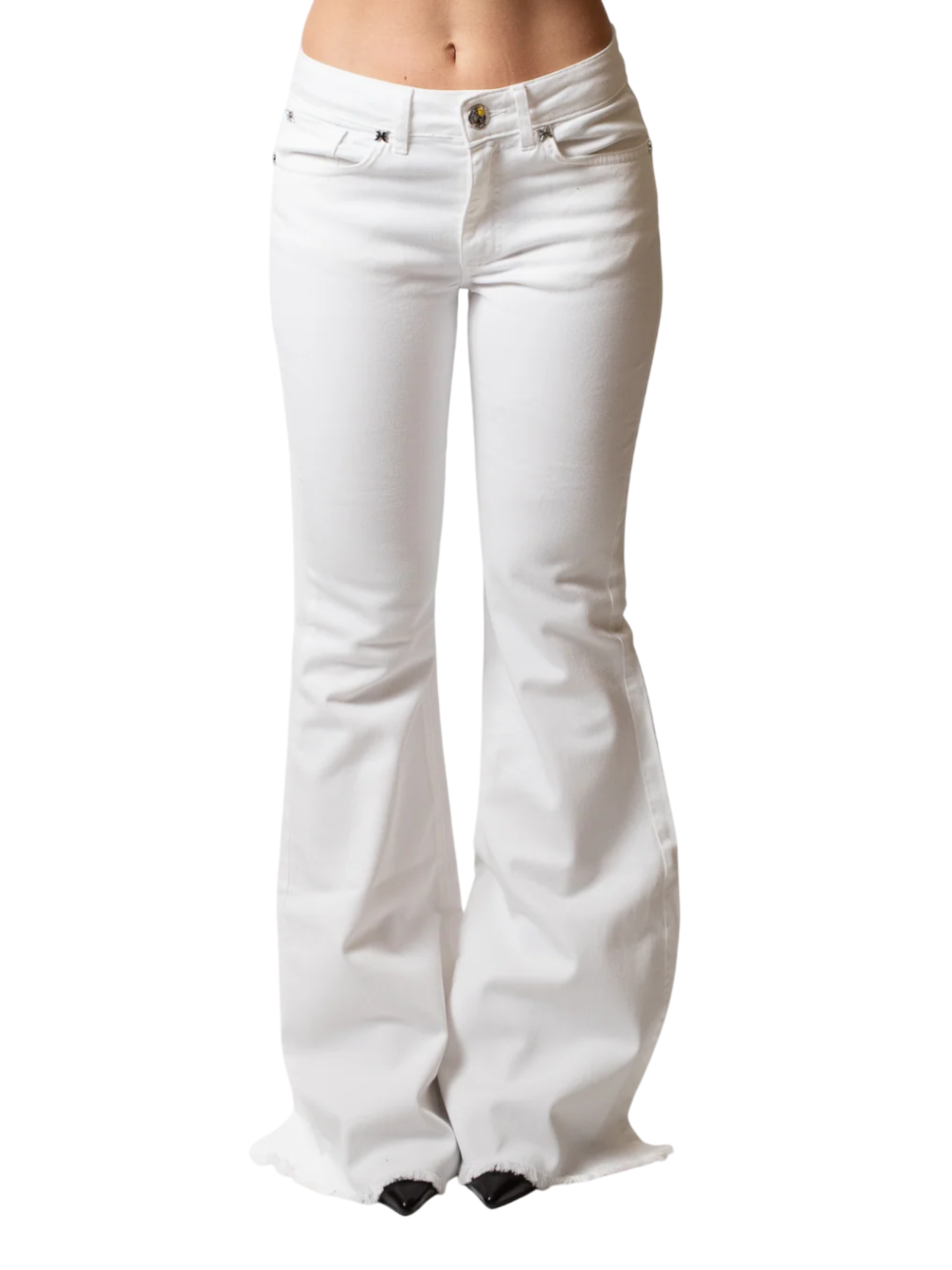 John Richmond jeans a zampa donna Kannawi bianco UWP26201JE DENIM WHITE John RICHMOND
