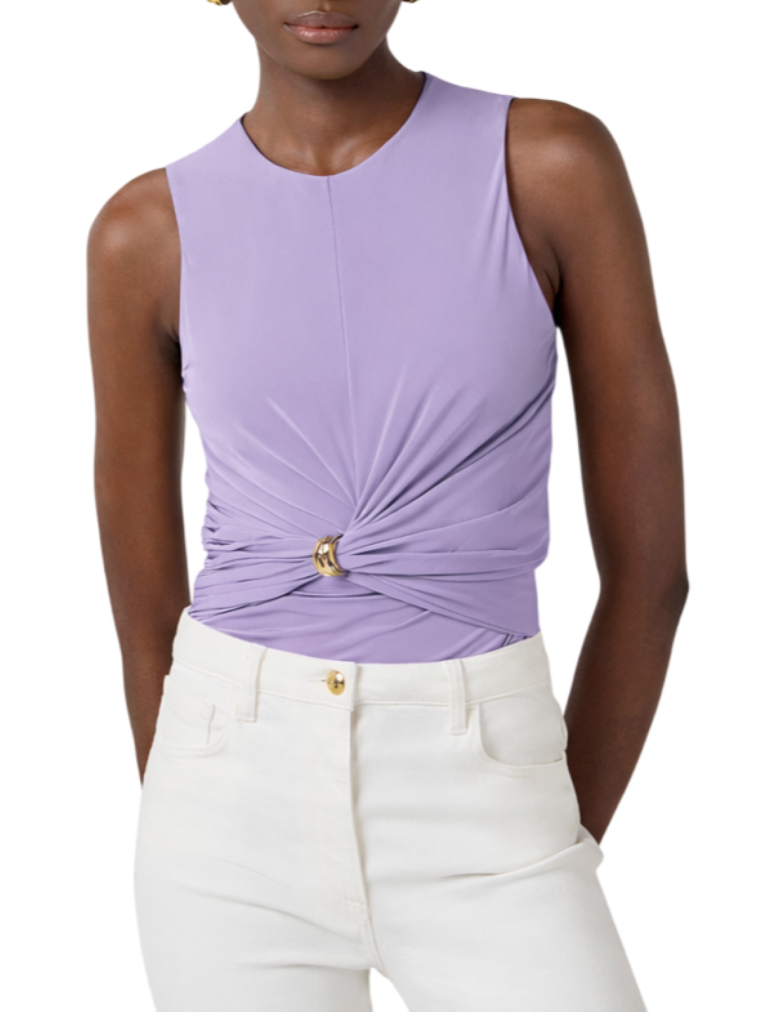 Elisabetta Franchi top donna con dettaglio gioiello lilla TO03761 EV7 ELISABETTA FRANCHI