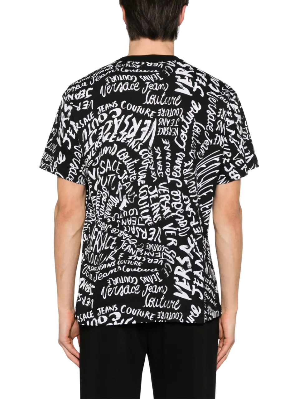 Versace Jeans Couture T-shirt maniche corte con logo all over nero 78GAH6R0-JS440 L01 VERSACE Jeans Couture