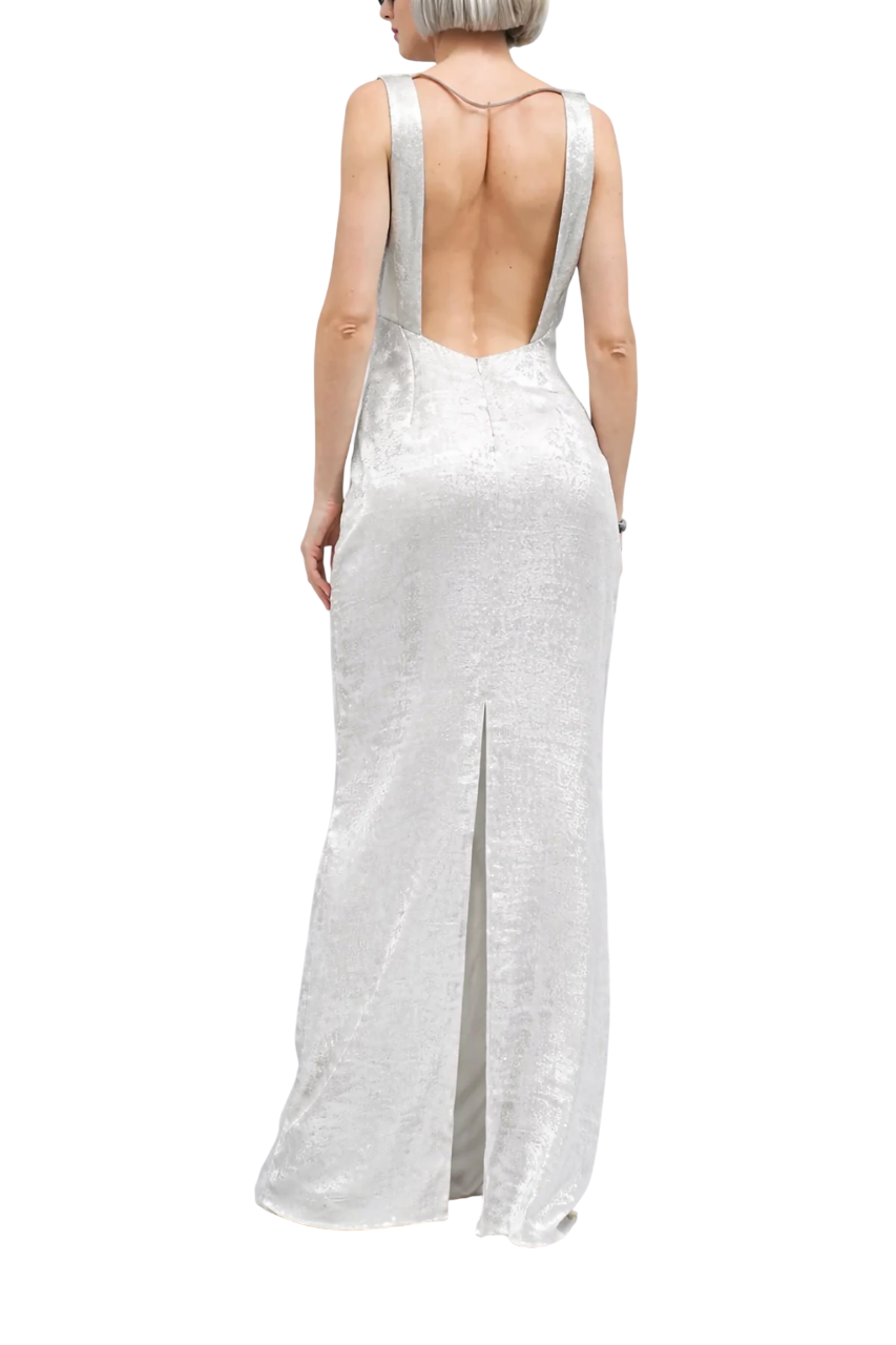 Silence abito lungo Valut laminato color champagne AB4216 WHITE SILENCE