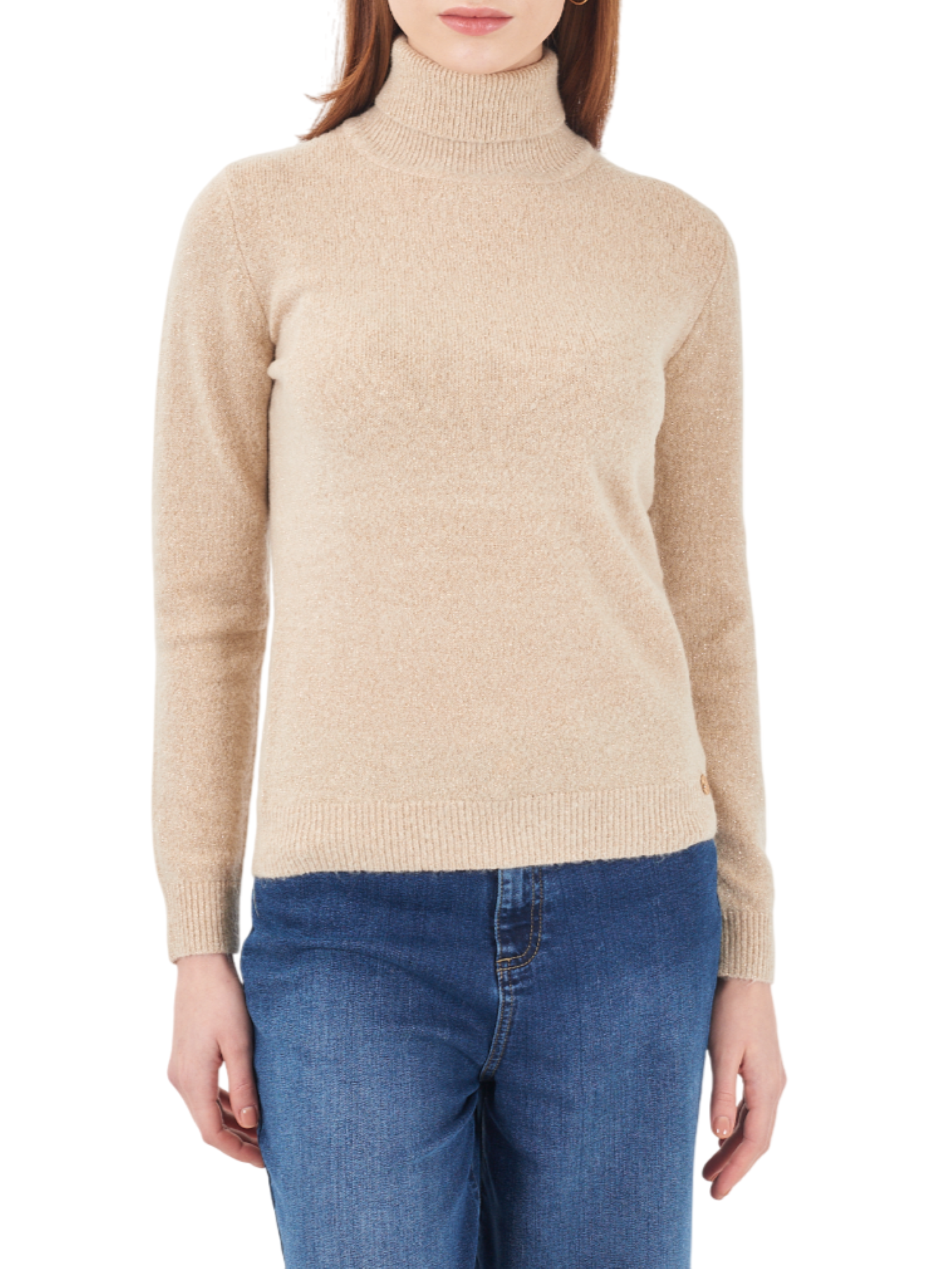 Yes Zee maglia dolcevita lurex beige M048-BT00 0222 YES-ZEE