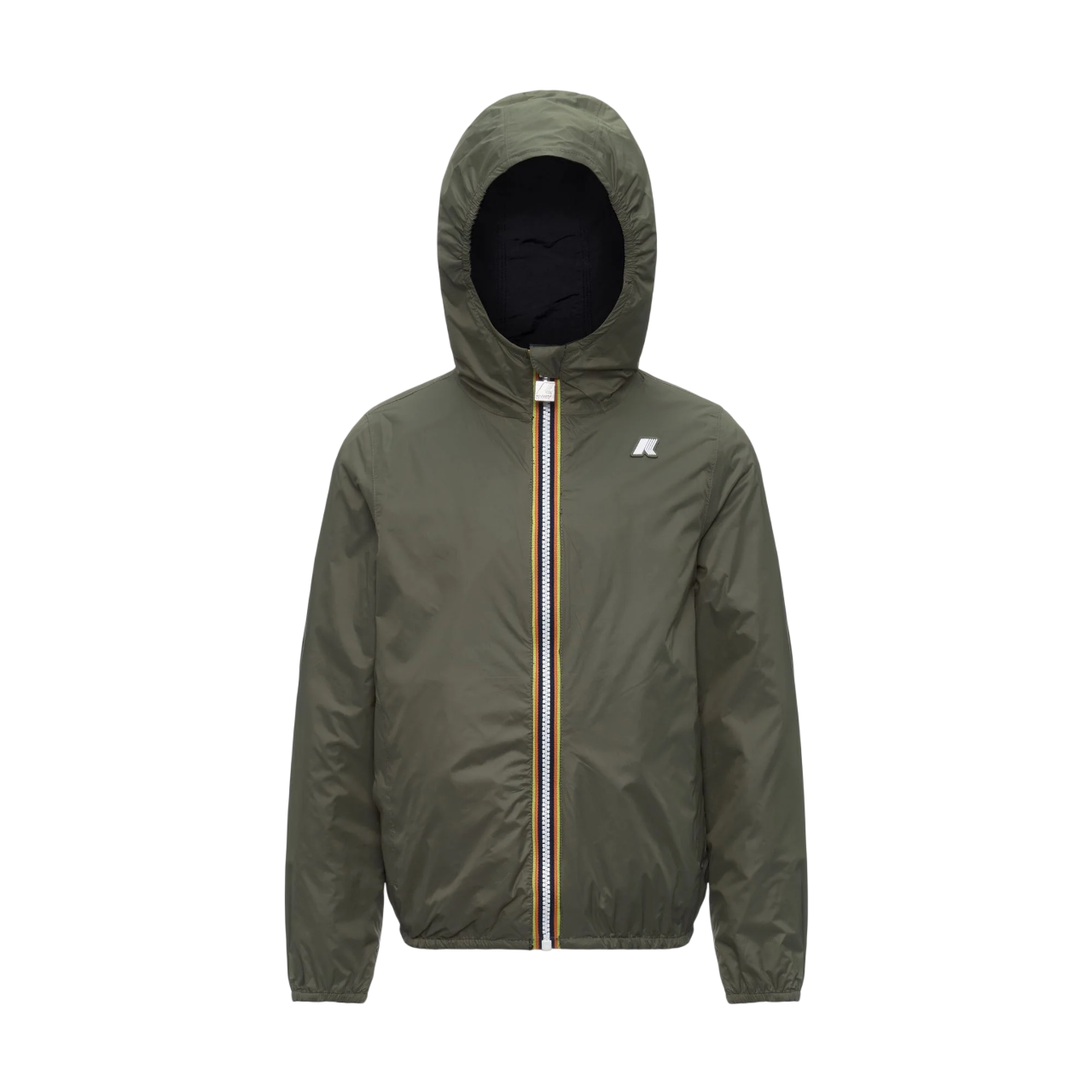 K-Way giubbino bambino reversibile con cappuccio nero verde K2145HW B0R K-WAY