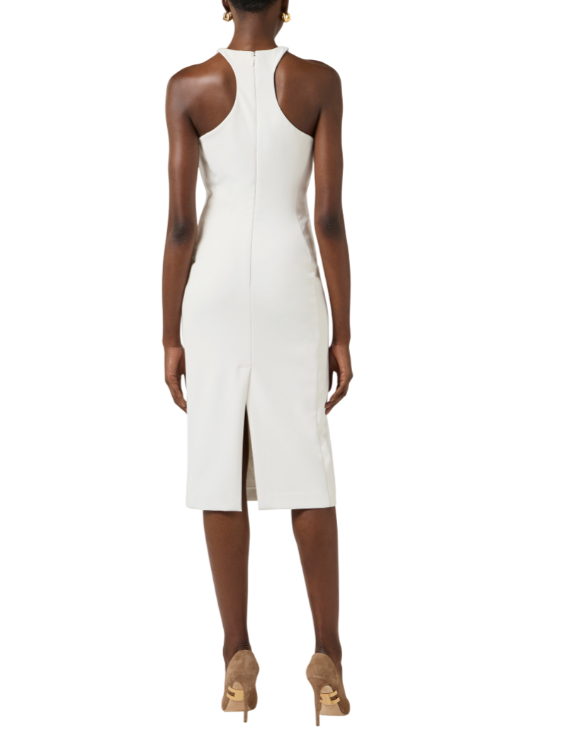 Elisabetta Franchi abito tubino in crepe bianco AB91761 360 ELISABETTA FRANCHI