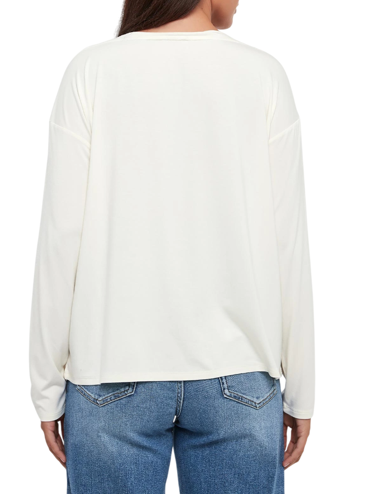 Liu Jo T-shirt donna manica lunga in viscosa bianco latte TF5282JS360 M9780 LIU JO