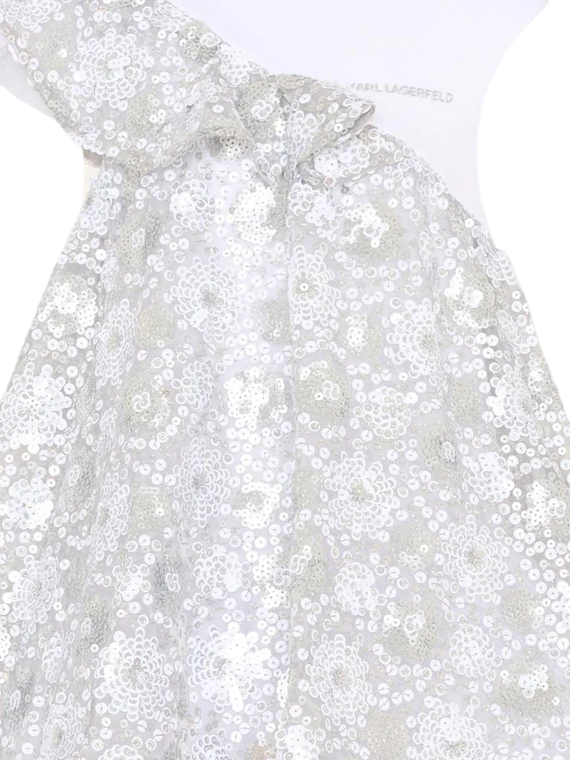 Karl Lagerfeld abito elegante bambina con paillettes argento Z31139 GRIGIO BIANCO KARL LAGERFELD KIDS