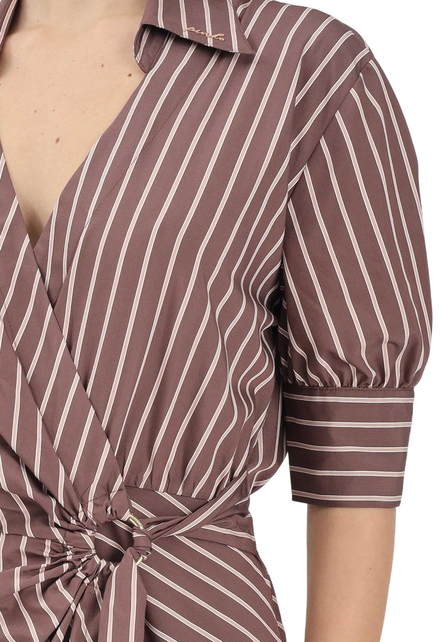 Pinko abito chemisier lungo a righe Alexandra marrone 106669-A33Q LN1 PINKO